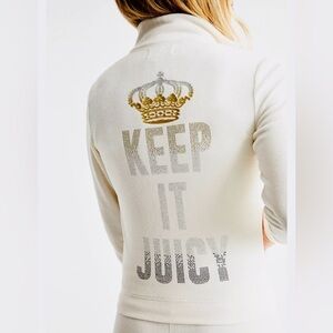 JUICY COUTURE Glitter Embellished Casual Y2K Velour Full Zip Sweatshirt Sz M NWT